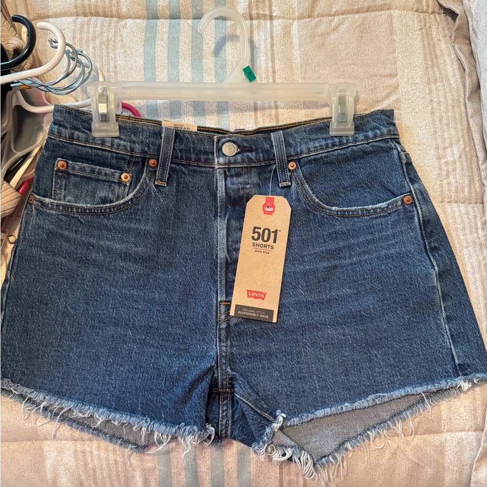 Levi's Blue Denim High Rise Shorts